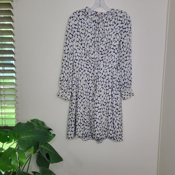 Tailored Rebecca Taylor Floral Print Silk Blend Tie Neck Long‎ Sleeve Dress 6 - Picture 1 of 10